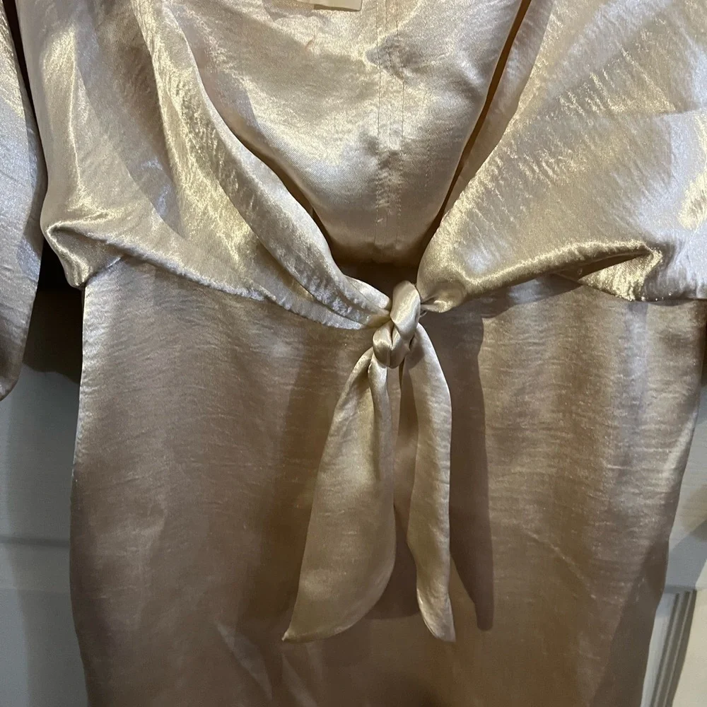 Anthropologie Maeve Metallic Tie Waist Dress Small NWT - Picture 7 of 16
